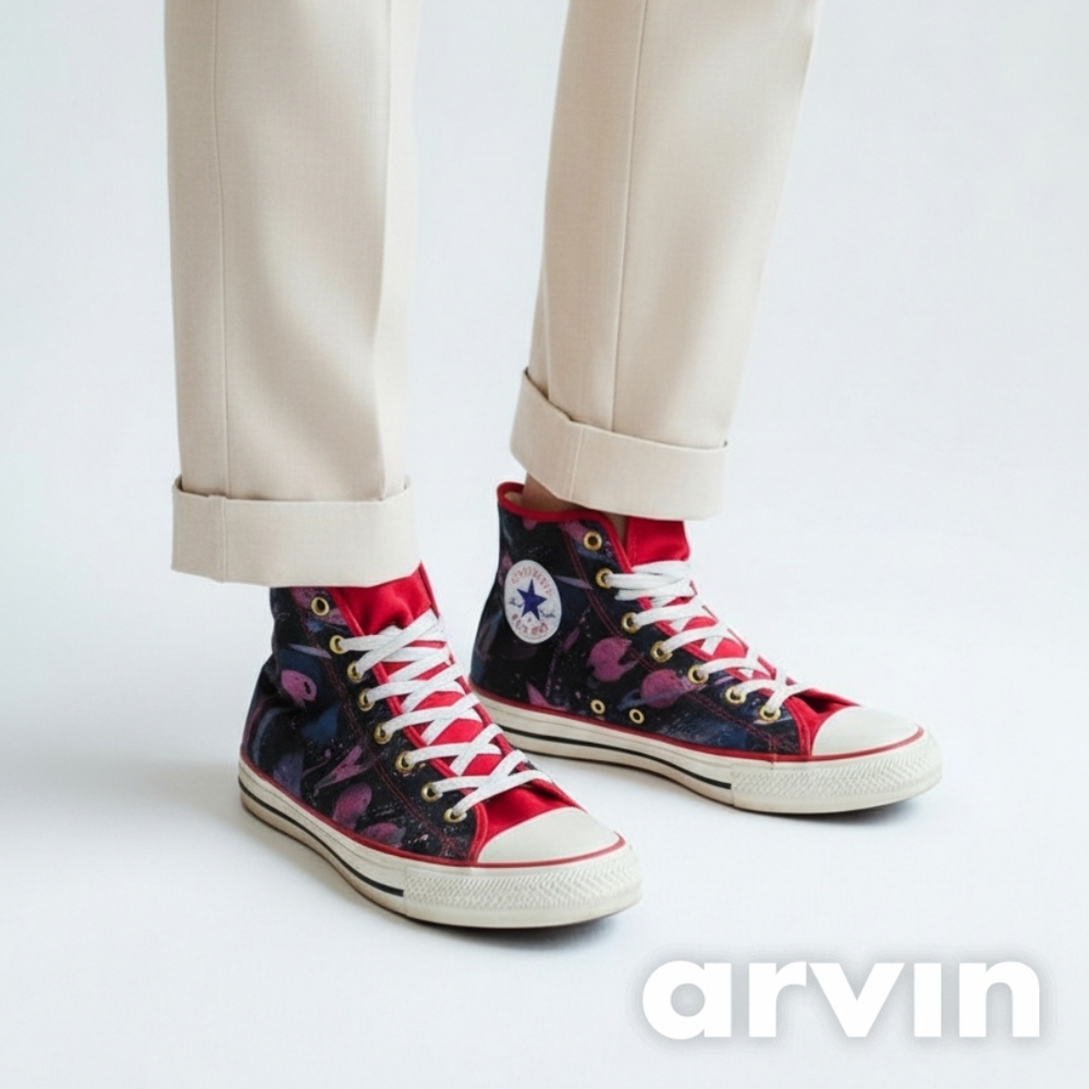 Converse Chuck Taylor All Star Galaxy High Top Sneakers Space Print Red Black